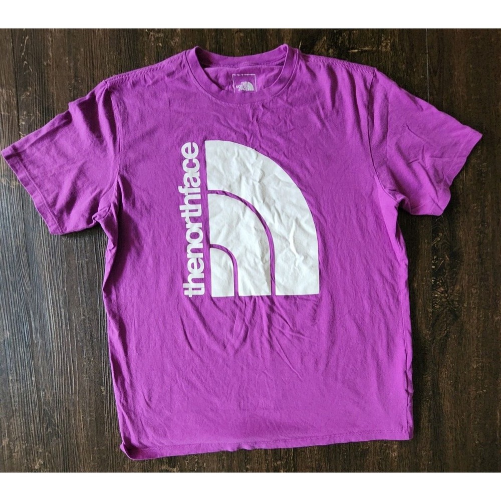 The North Face Shirt Mens Large Purple Cotton‎ Front Logo Outdoor Base Layer